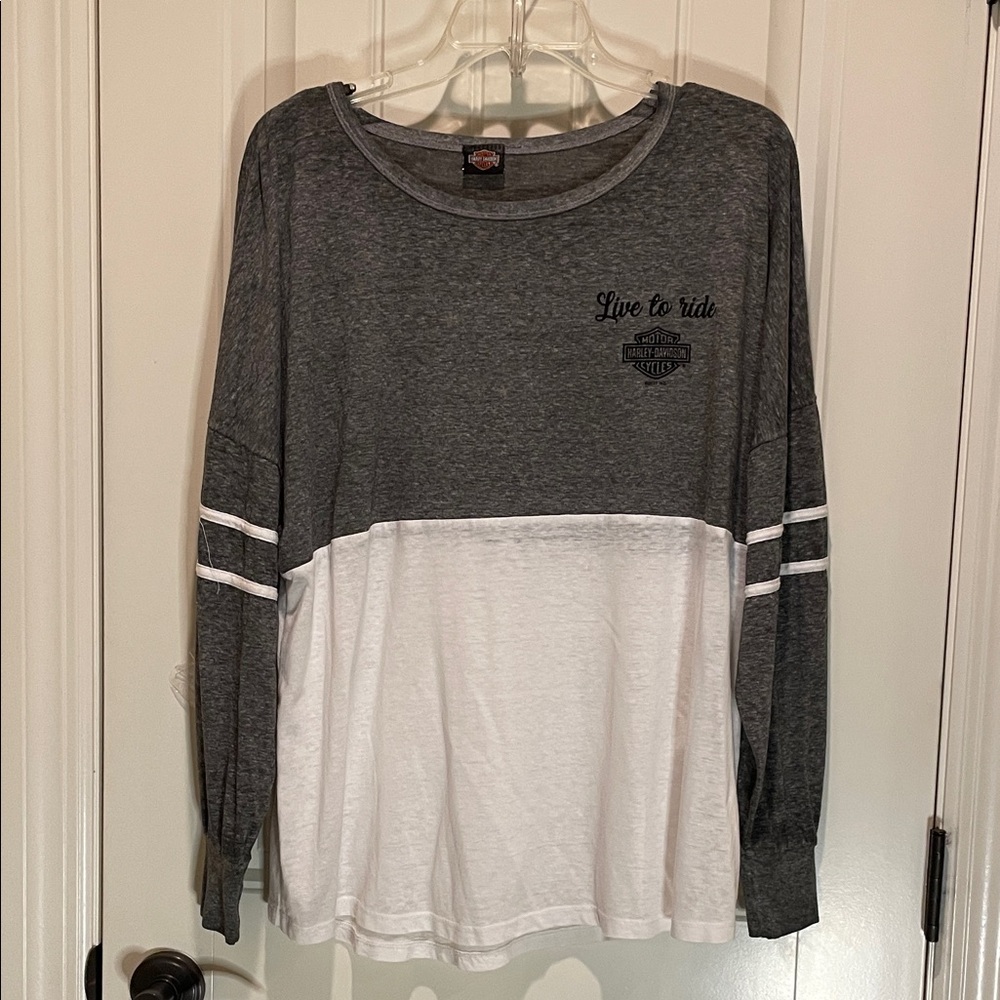 Harley-Davidson (Large) Charcoal and White Long Sleeve Tee
